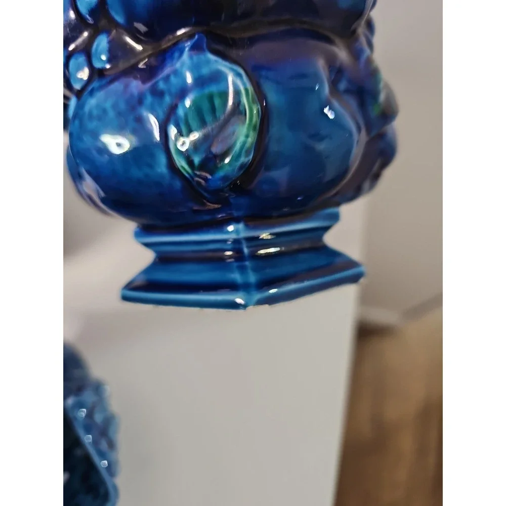 Vtg Inarco Mood Indigo Pitcher 4 Cups Creamer Set Blue Green MCM